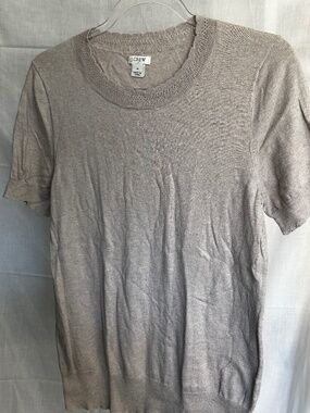 J.Crew Taupe Short Sleeve Lightweight Knit Sweater Top Medium